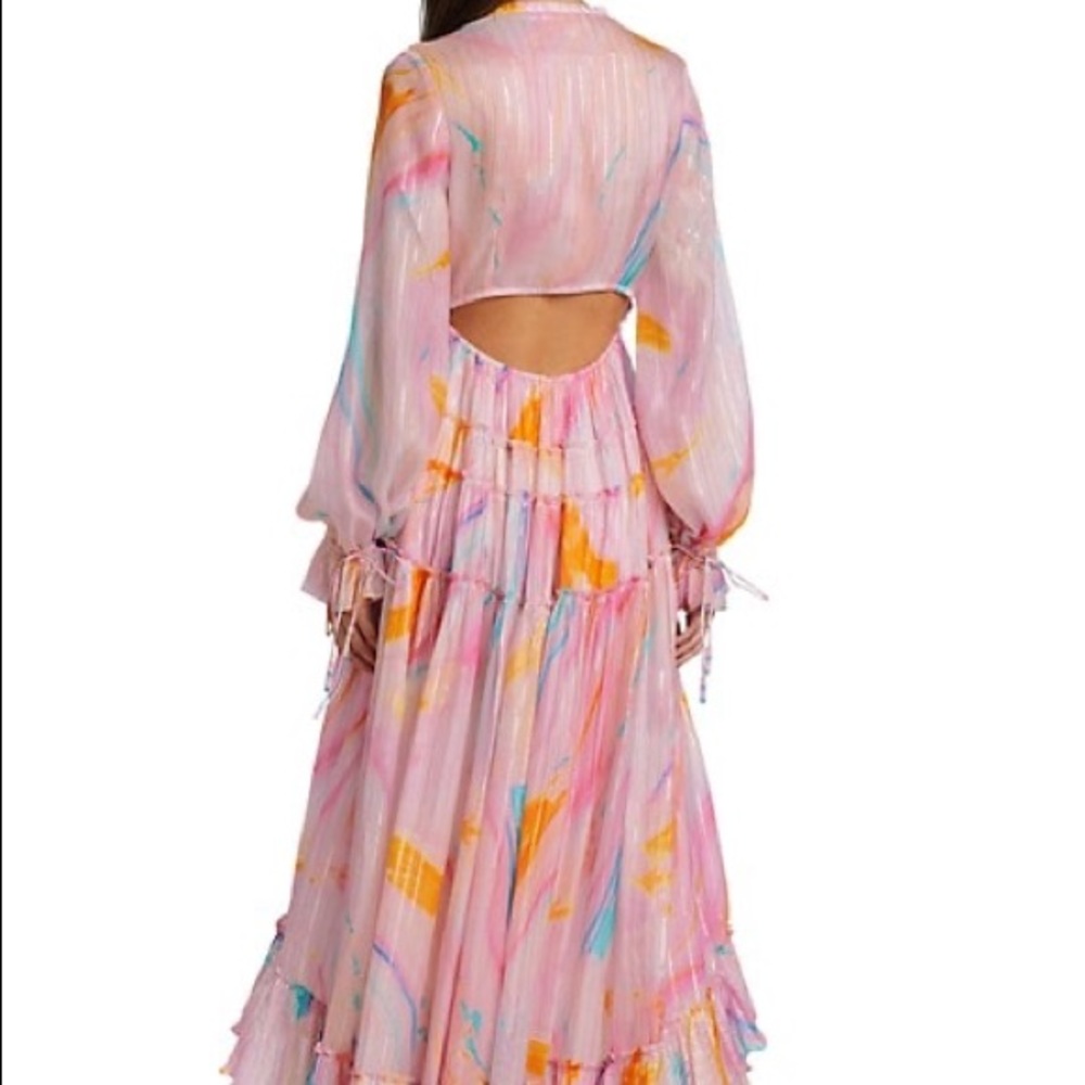 ROCOCO SAND DAVINA CUT OUT MARBLE V-NECK HIGH LOW DRESS - Picture 7 of 7